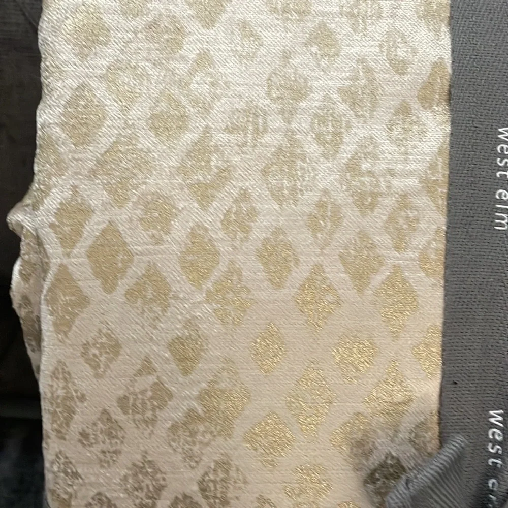 NWT West Elm Luster Velvet Diamond Print Full/Queen Duvet Cover Gold color